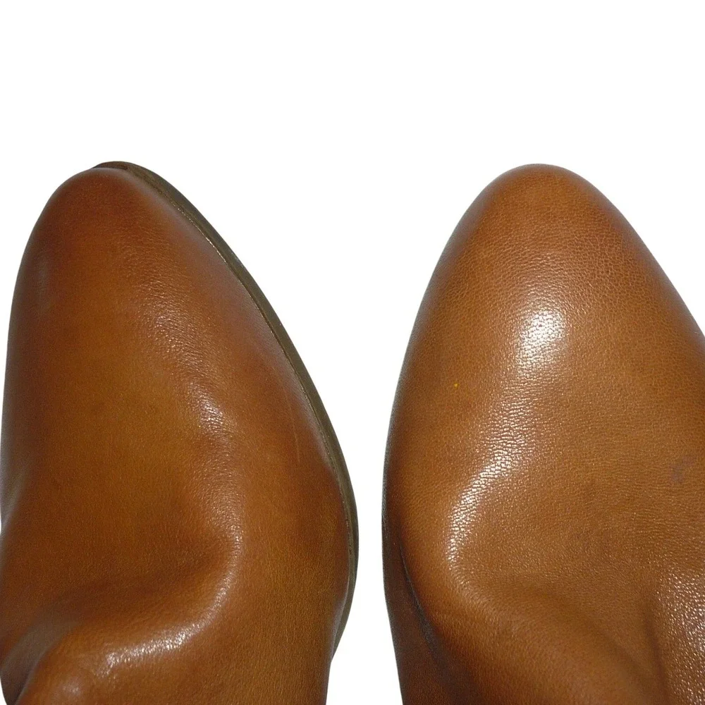 Frye Judith Dual Zip Leather Ankle Bootie Cognac Brown Women 9.5M‎